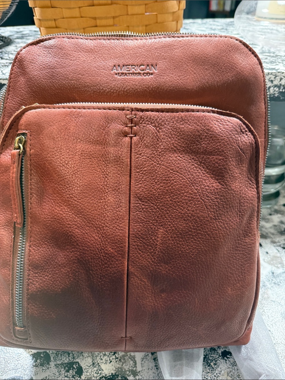 American Leather Women's Leather Backpack in Rust
